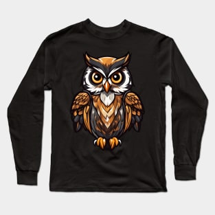 Nocturnal Enigma: Little Owl Illustration 2 Long Sleeve T-Shirt